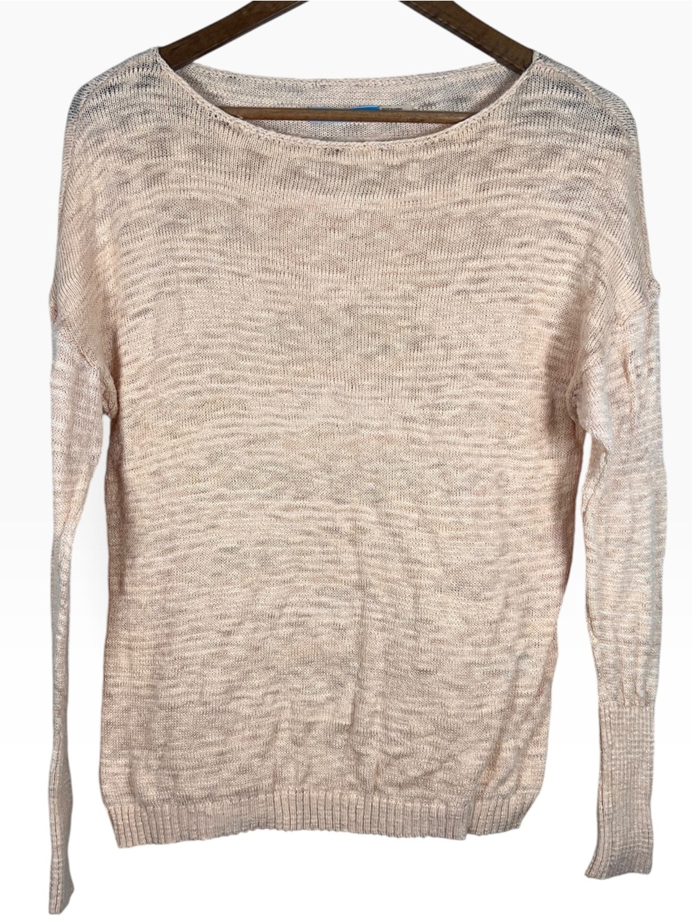 Alice + Olivia Peach Open Knit Semi Sheer Sweater Size S Layering Quiet Luxury